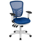 Mid-Back Blue Mesh Multifunction Executive Swivel Ergonomic Office Chair With Adjustable Arms And White Frame By Flash Furniture | Office Chairs | Modishstore - 1