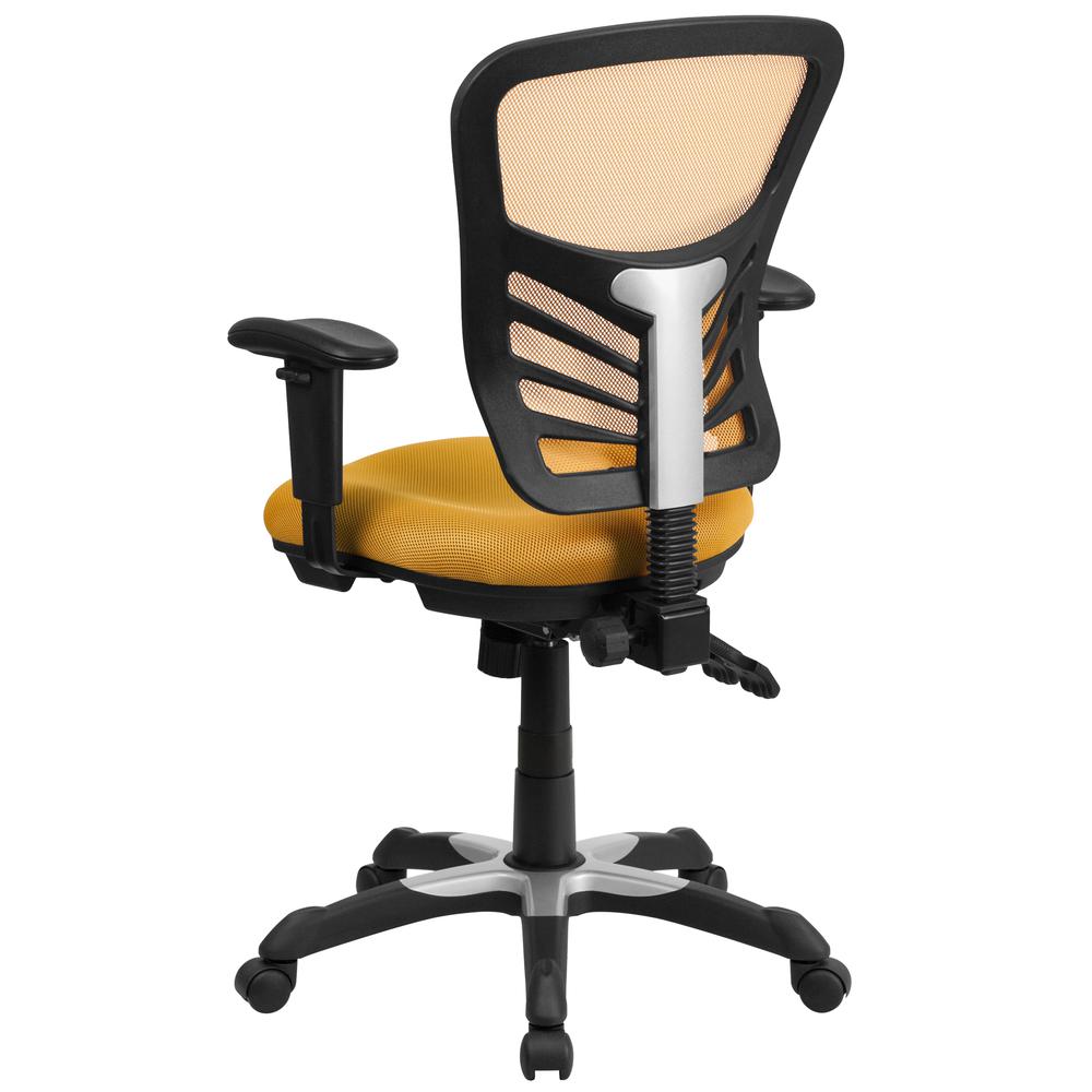 Mid-Back Yellow-Orange Mesh Multifunction Executive Swivel Ergonomic Office Chair With Adjustable Arms By Flash Furniture | Office Chairs | Modishstore - 2