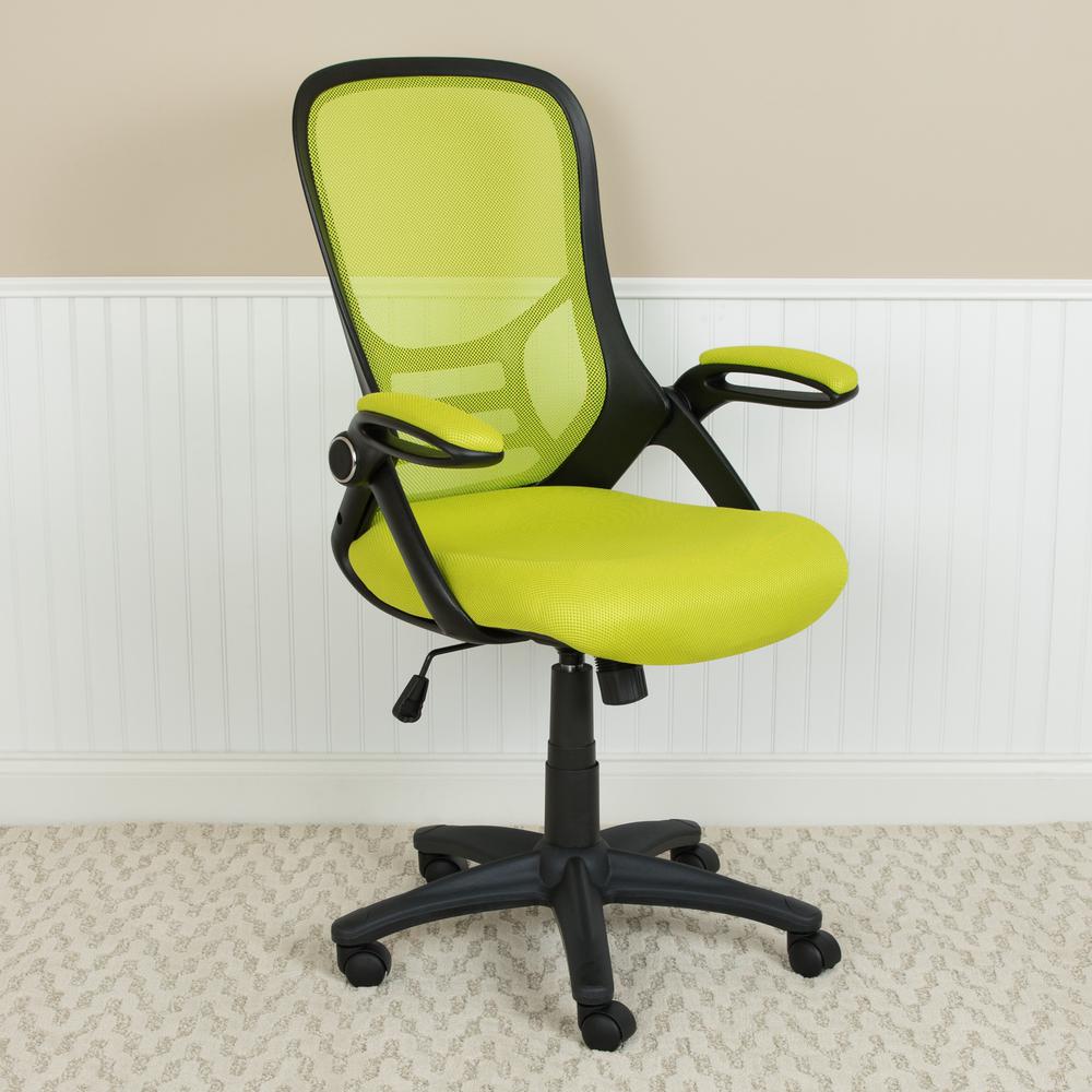 High Back Green Mesh Ergonomic Swivel Office Chair With Black Frame And Flip-Up Arms By Flash Furniture | Office Chairs | Modishstore - 3