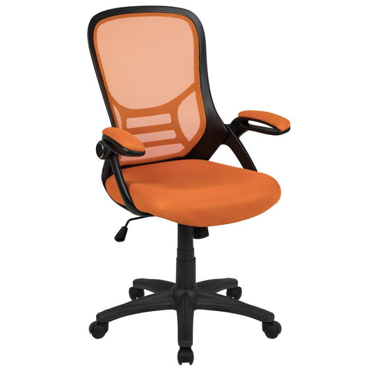 High Back Orange Mesh Ergonomic Swivel Office Chair With Black Frame And Flip-Up Arms By Flash Furniture | Office Chairs | Modishstore