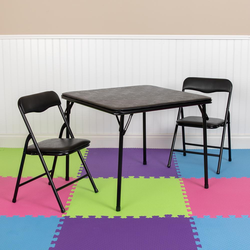 Kids Black 3 Piece Folding Table And Chair Set By Flash Furniture | Dining Sets | Modishstore - 3