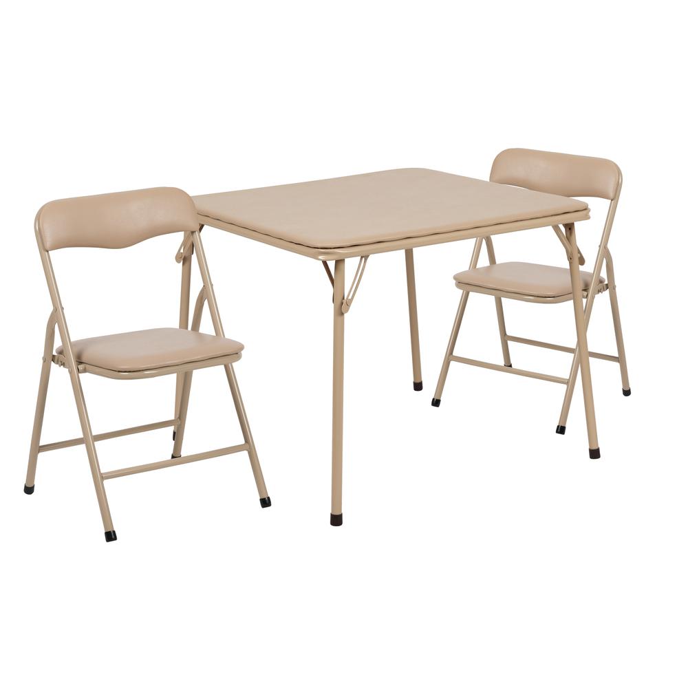 Kids Tan 3 Piece Folding Table And Chair Set By Flash Furniture | Dining Sets | Modishstore