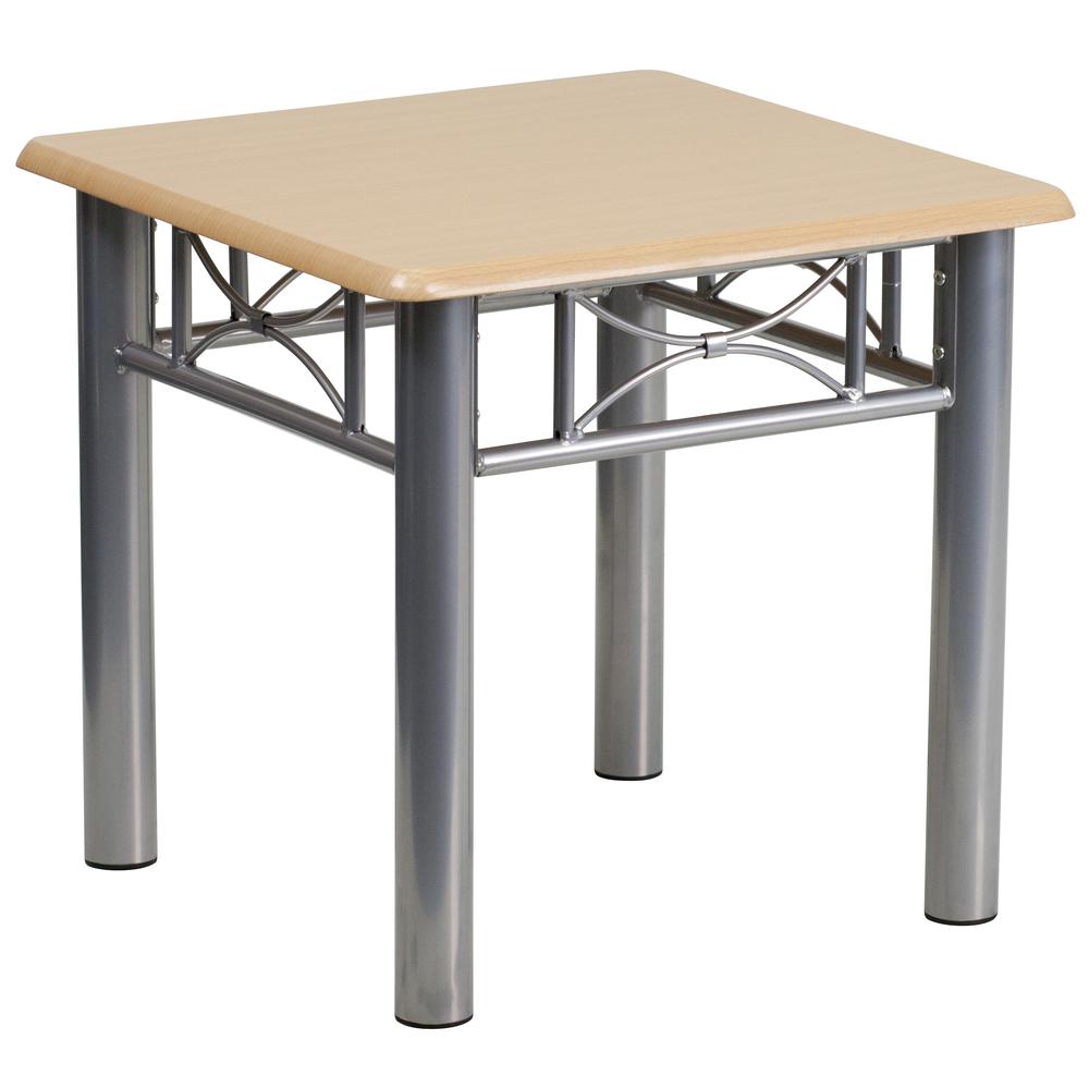 Natural Laminate End Table With Silver Steel Frame By Flash Furniture | End Tables | Modishstore - 1