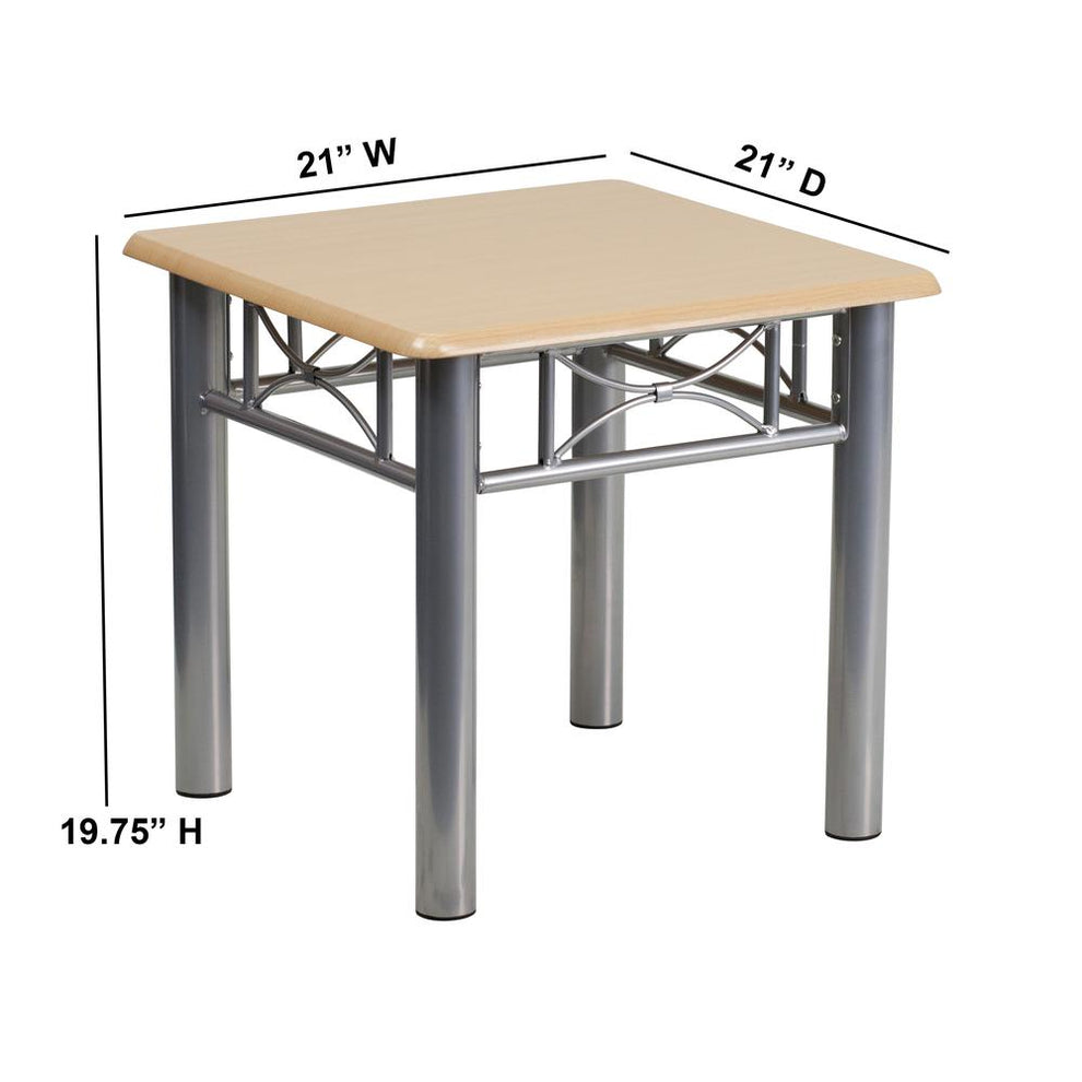 Natural Laminate End Table With Silver Steel Frame By Flash Furniture | End Tables | Modishstore - 2