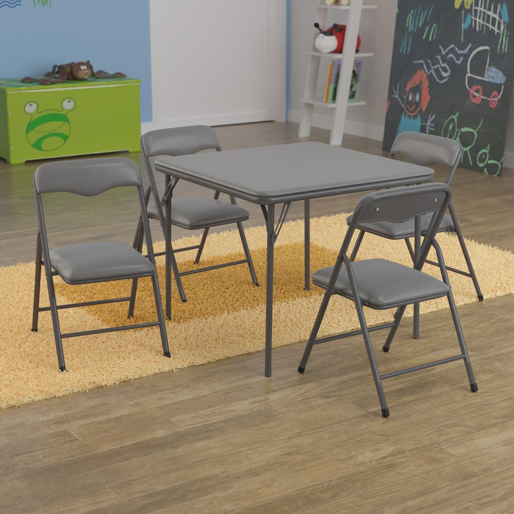 Kids Gray 5 Piece Folding Table And Chair Set By Flash Furniture | Dining Sets | Modishstore - 1