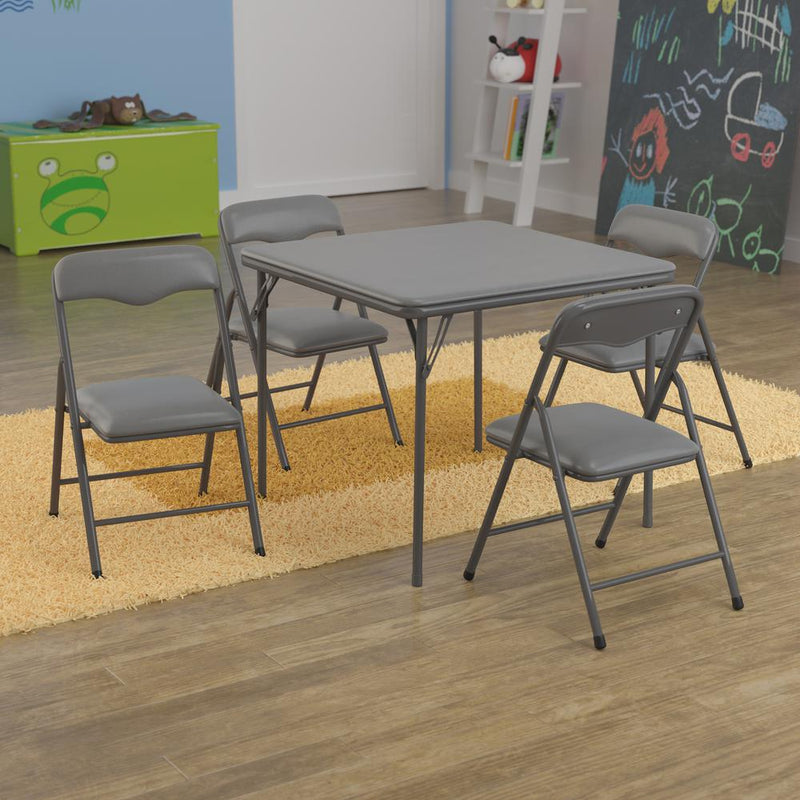 Kids Gray 5 Piece Folding Table And Chair Set By Flash Furniture | Dining Sets | Modishstore - 1