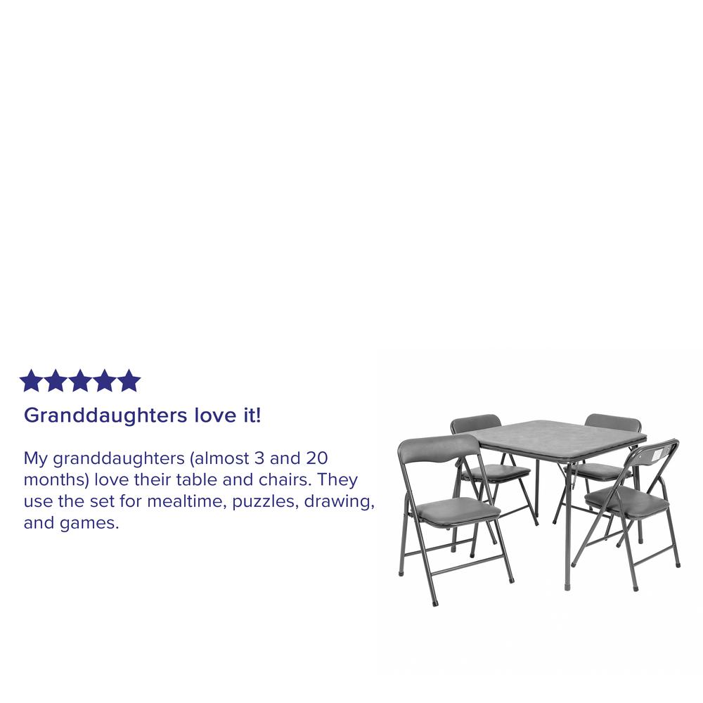 Kids Gray 5 Piece Folding Table And Chair Set By Flash Furniture | Dining Sets | Modishstore - 3