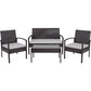 Aransas Series 4 Piece Black Patio Set With Steel Frame And Gray Cushions By Flash Furniture | Sofas | Modishstore - 3
