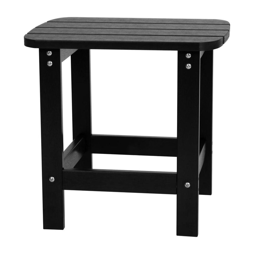 Charlestown All-Weather Poly Resin Wood Adirondack Side Table In Black By Flash Furniture | Outdoor Tables | Modishstore - 2