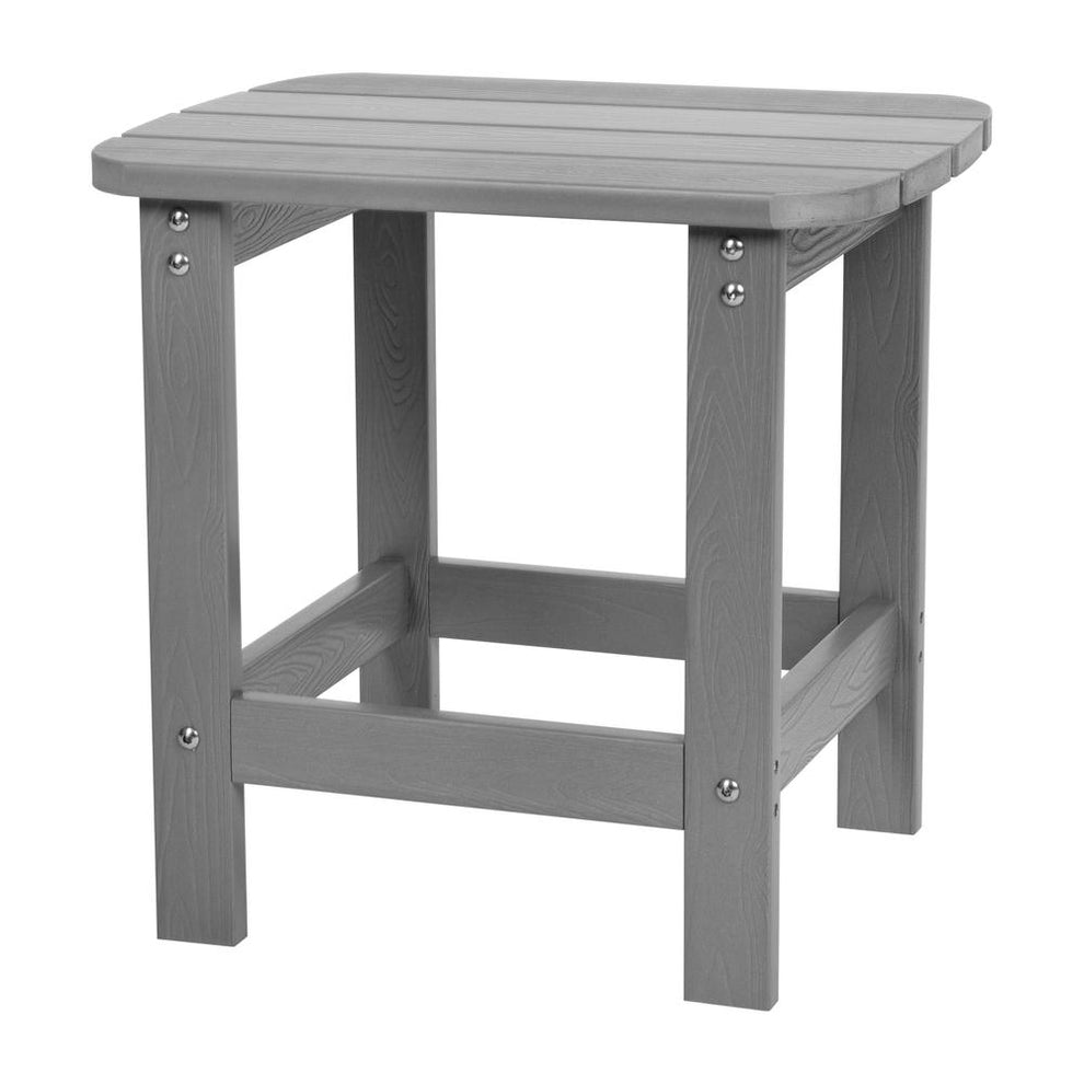 Charlestown All-Weather Poly Resin Wood Adirondack Side Table In Gray By Flash Furniture | Outdoor Tables | Modishstore - 2