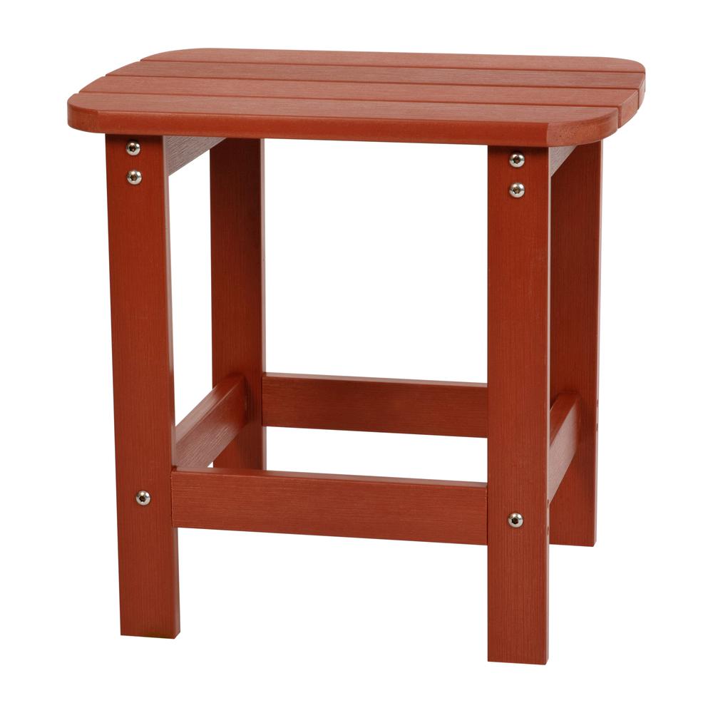 Charlestown All-Weather Poly Resin Wood Adirondack Side Table In Red By Flash Furniture | Side Tables | Modishstore - 2