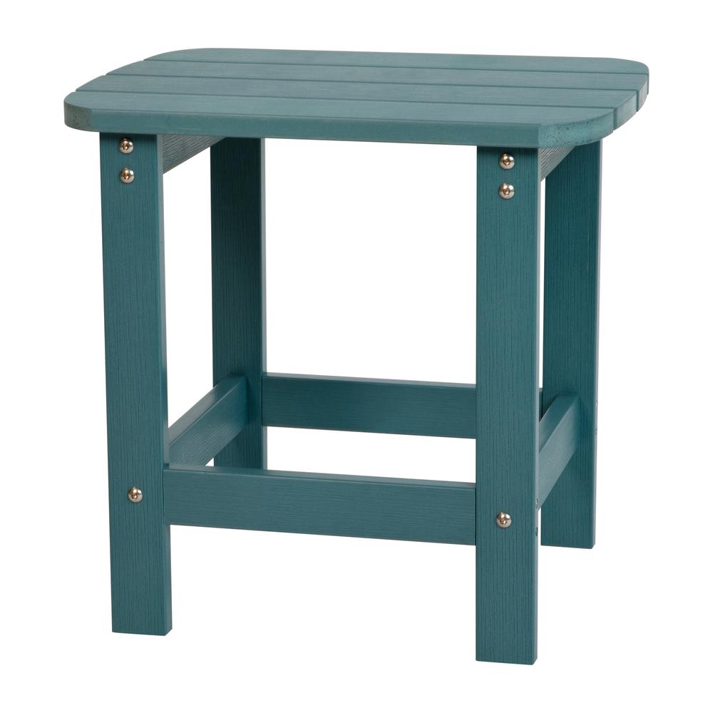 Charlestown All-Weather Poly Resin Wood Adirondack Side Table In Sea Foam By Flash Furniture | Outdoor Tables | Modishstore - 2