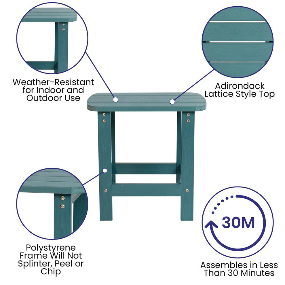 Charlestown All-Weather Poly Resin Wood Adirondack Side Table In Sea Foam By Flash Furniture | Outdoor Tables | Modishstore - 4