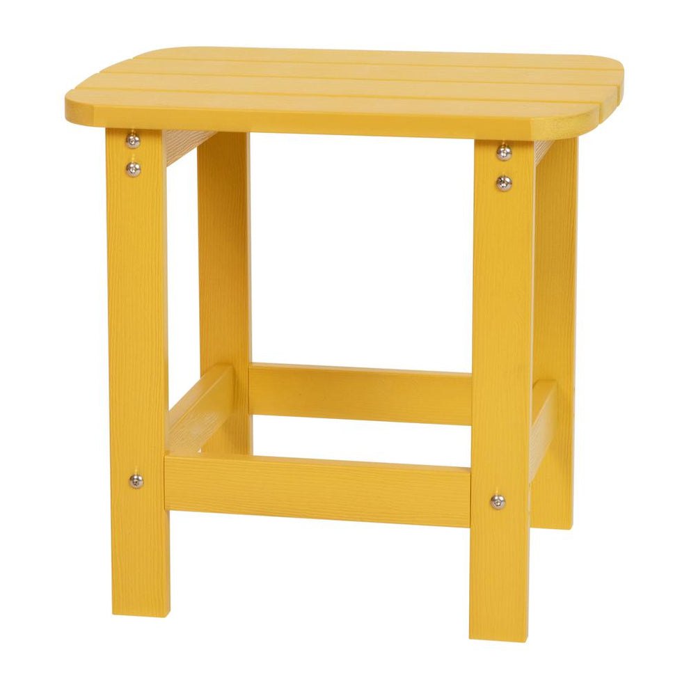 Charlestown All-Weather Poly Resin Wood Adirondack Side Table In Yellow By Flash Furniture | Outdoor Tables | Modishstore - 2