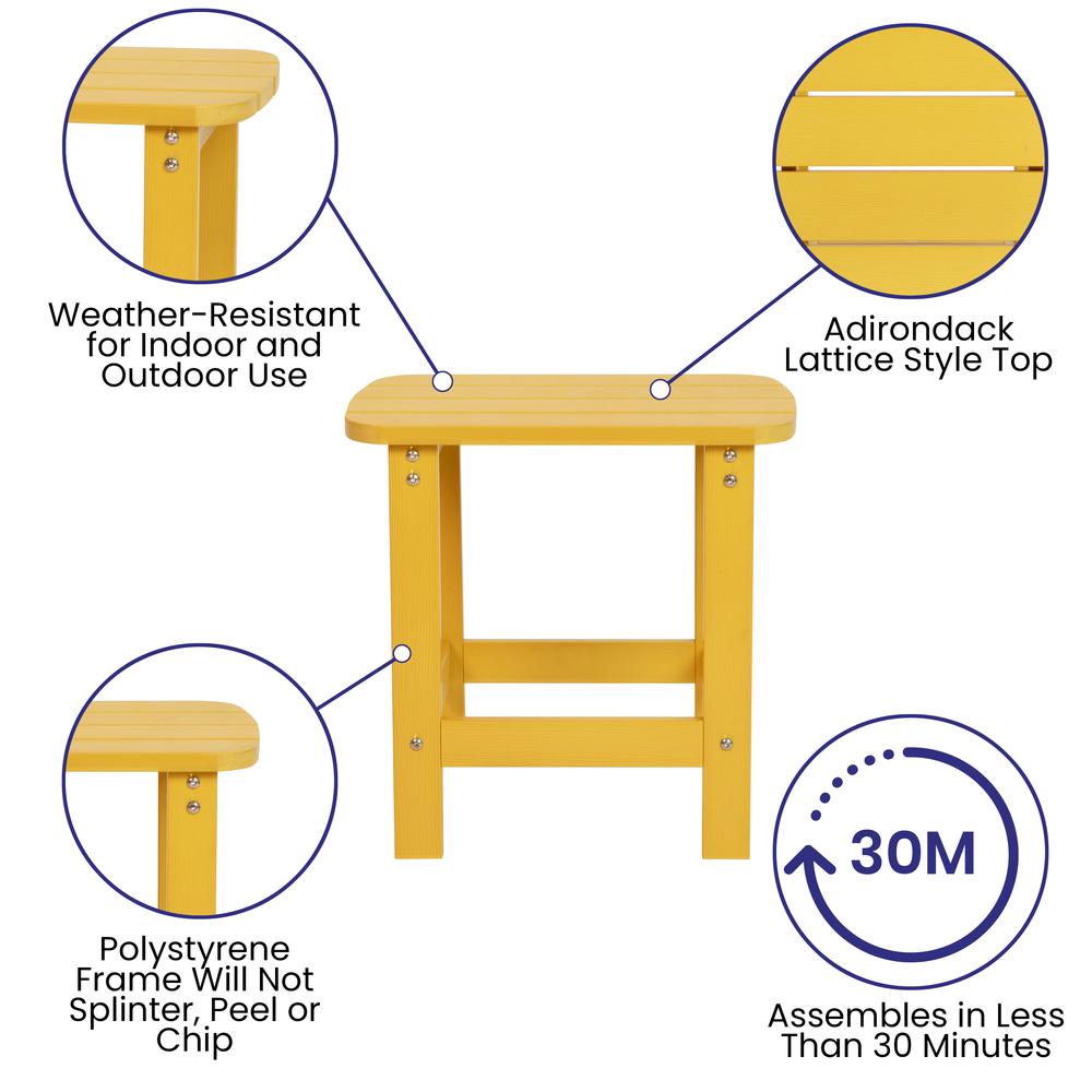 Charlestown All-Weather Poly Resin Wood Adirondack Side Table In Yellow By Flash Furniture | Side Tables | Modishstore - 4