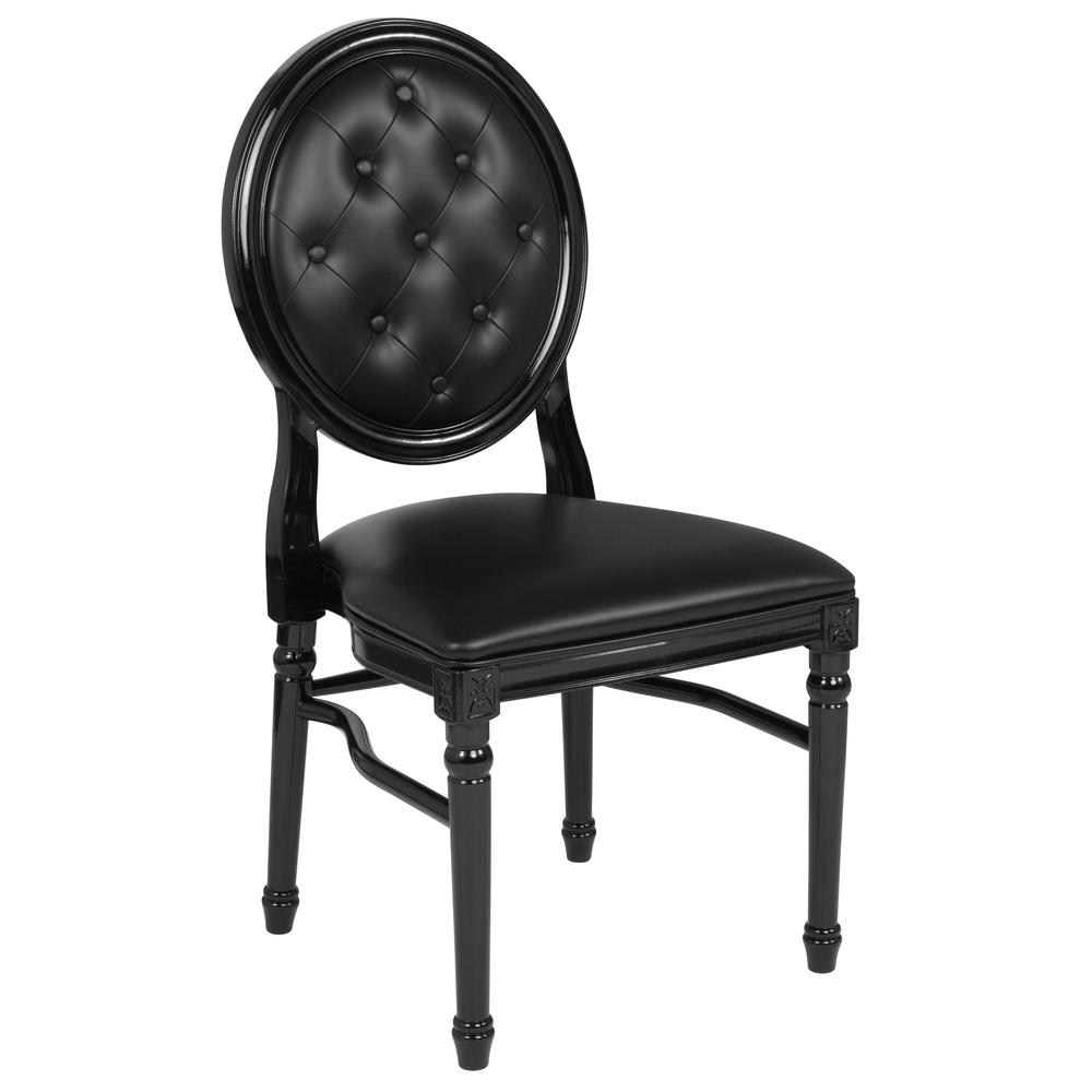 Hercules Series 900 Lb. Capacity King Louis Chair With Tufted Back, Black Vinyl Seat And Black Frame By Flash Furniture | Dining Chairs | Modishstore - 2