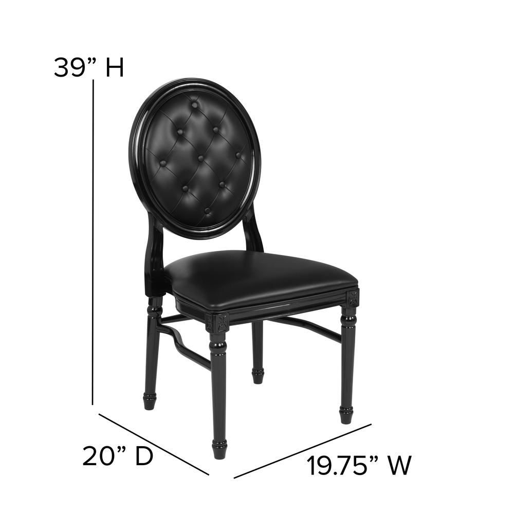 Hercules Series 900 Lb. Capacity King Louis Chair With Tufted Back, Black Vinyl Seat And Black Frame By Flash Furniture | Dining Chairs | Modishstore - 4