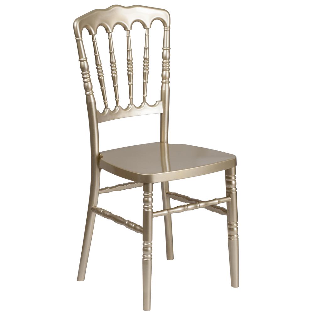 Hercules Series Gold Resin Stacking Napoleon Chair By Flash Furniture | Side Chairs | Modishstore - 1
