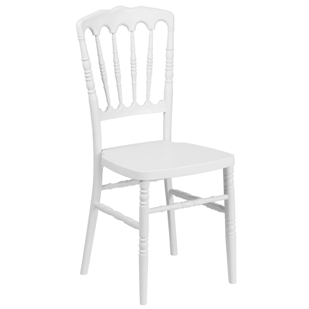 Hercules Series White Resin Stacking Napoleon Chair By Flash Furniture | Side Chairs | Modishstore - 1
