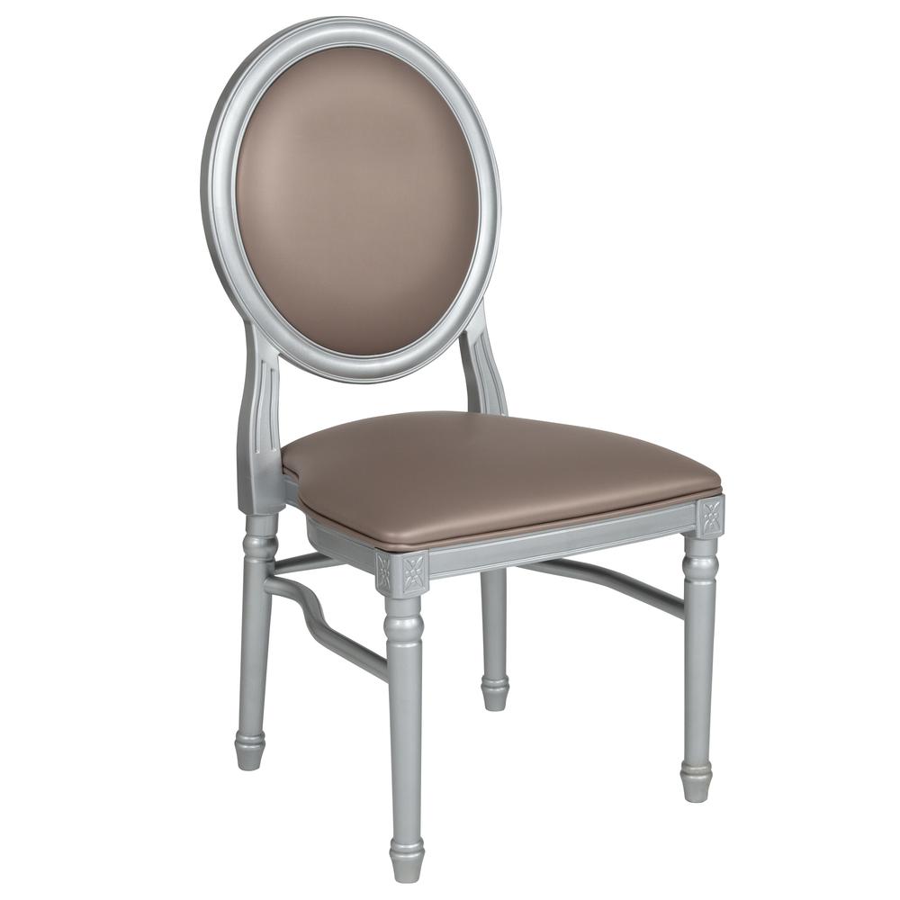 Hercules Series 900 Lb. Capacity King Louis Chair With Taupe Vinyl Back And Seat And Silver Frame By Flash Furniture | Dining Chairs | Modishstore - 2