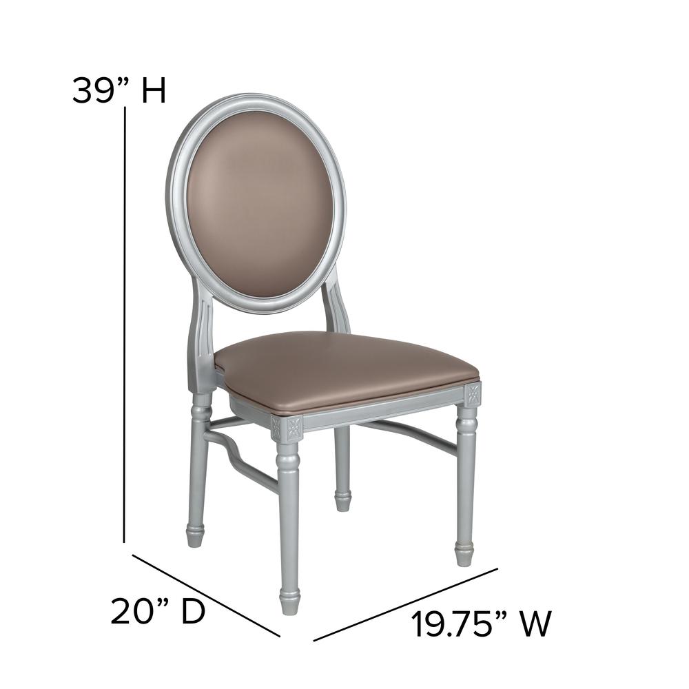 Hercules Series 900 Lb. Capacity King Louis Chair With Taupe Vinyl Back And Seat And Silver Frame By Flash Furniture | Dining Chairs | Modishstore - 4