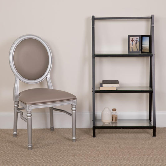 Hercules Series 900 Lb. Capacity King Louis Chair With Taupe Vinyl Back And Seat And Silver Frame By Flash Furniture | Dining Chairs | Modishstore - 1