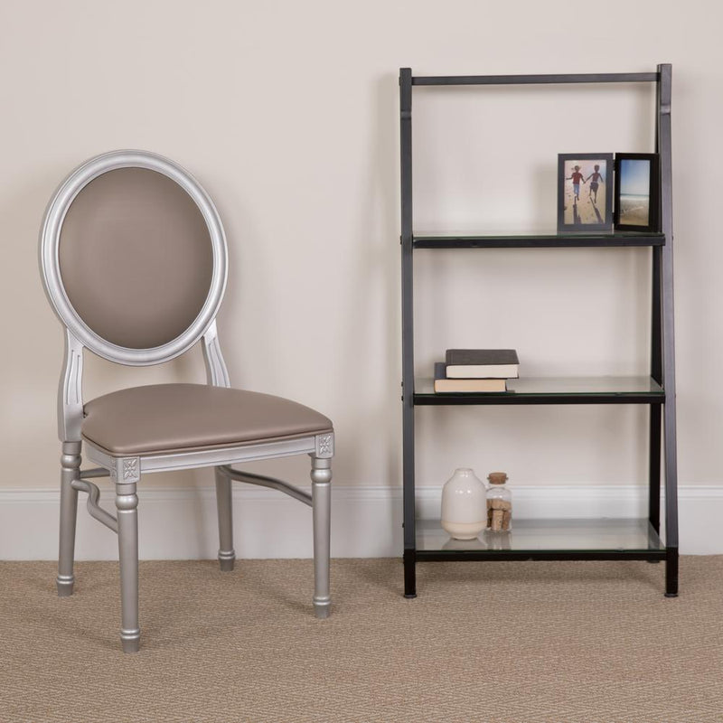 Hercules Series 900 Lb. Capacity King Louis Chair With Taupe Vinyl Back And Seat And Silver Frame By Flash Furniture | Dining Chairs | Modishstore - 1