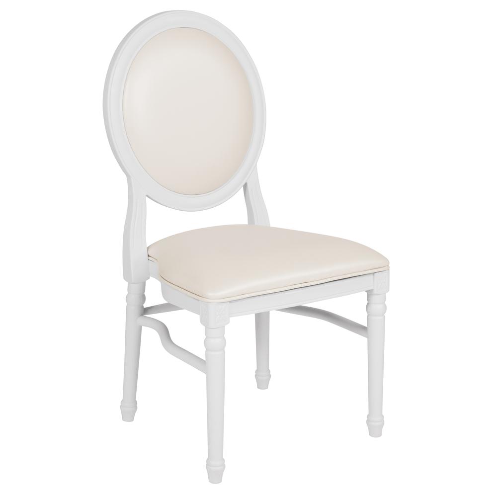 Hercules Series 900 Lb. Capacity King Louis Chair With White Vinyl Back And Seat And White Frame By Flash Furniture | Dining Chairs | Modishstore - 2