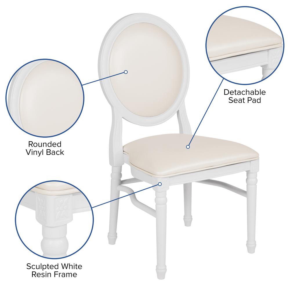 Hercules Series 900 Lb. Capacity King Louis Chair With White Vinyl Back And Seat And White Frame By Flash Furniture | Dining Chairs | Modishstore - 3