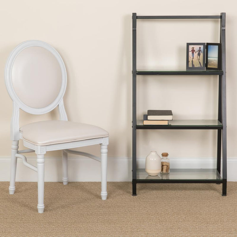 Hercules Series 900 Lb. Capacity King Louis Chair With White Vinyl Back And Seat And White Frame By Flash Furniture | Dining Chairs | Modishstore - 1