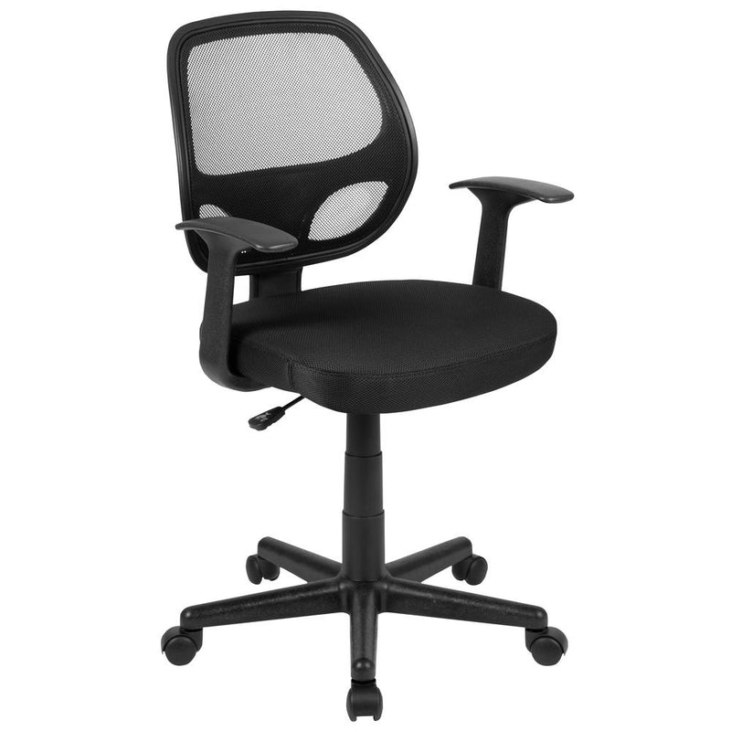 Flash Fundamentals Mid-Back Black Mesh Swivel Ergonomic Task Office Chair With Arms, Bifma Certified By Flash Furniture | Office Chairs | Modishstore - 1