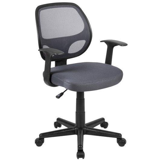 Flash Fundamentals Mid-Back Gray Mesh Swivel Ergonomic Task Office Chair With Arms, Bifma Certified By Flash Furniture | Office Chairs | Modishstore