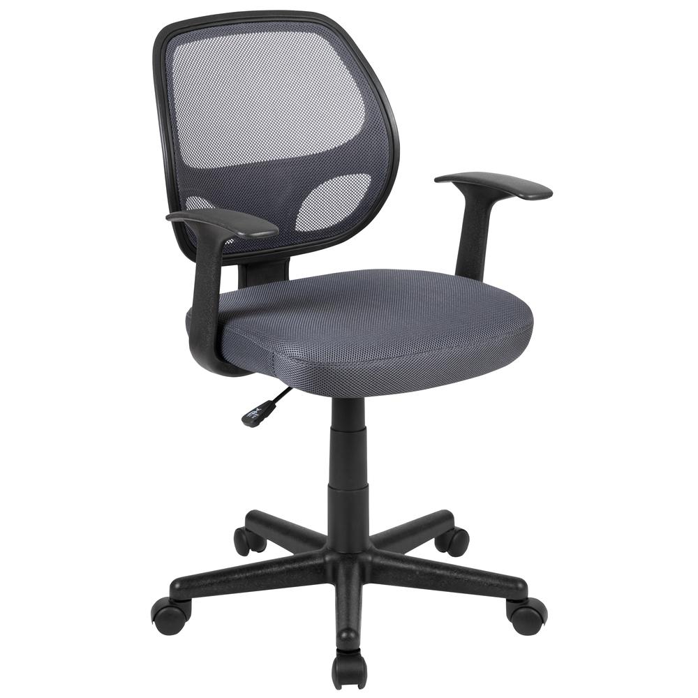 Flash Fundamentals Mid-Back Gray Mesh Swivel Ergonomic Task Office Chair With Arms, Bifma Certified By Flash Furniture | Office Chairs | Modishstore - 1