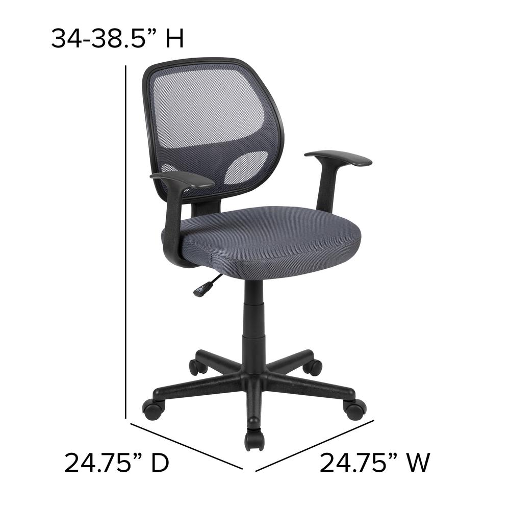 Flash Fundamentals Mid-Back Gray Mesh Swivel Ergonomic Task Office Chair With Arms, Bifma Certified By Flash Furniture | Office Chairs | Modishstore - 4