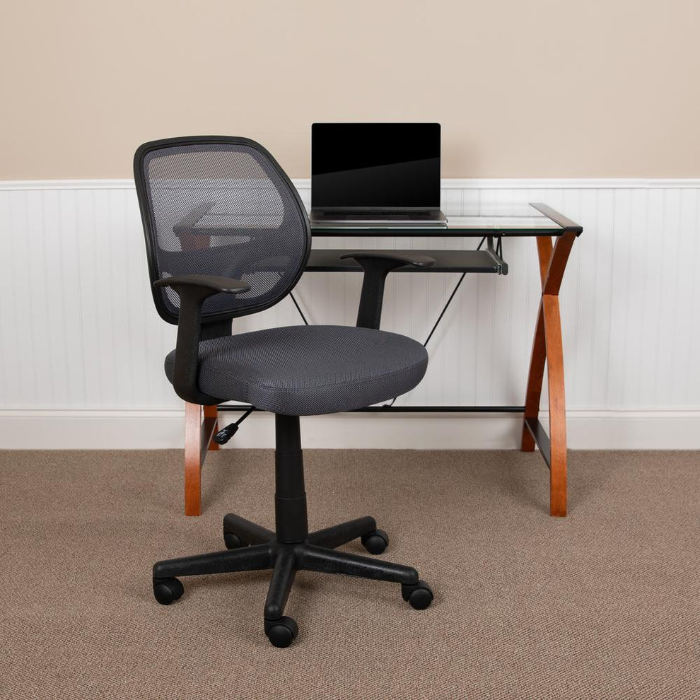 Flash Fundamentals Mid-Back Gray Mesh Swivel Ergonomic Task Office Chair With Arms, Bifma Certified By Flash Furniture | Office Chairs | Modishstore - 2
