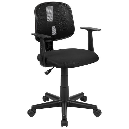 Flash Fundamentals Mid-Back Black Mesh Swivel Task Office Chair With Pivot Back And Arms, Bifma Certified By Flash Furniture | Office Chairs | Modishstore