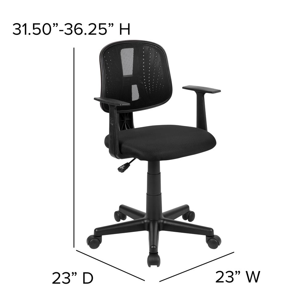Flash Fundamentals Mid-Back Black Mesh Swivel Task Office Chair With Pivot Back And Arms, Bifma Certified By Flash Furniture | Office Chairs | Modishstore - 4