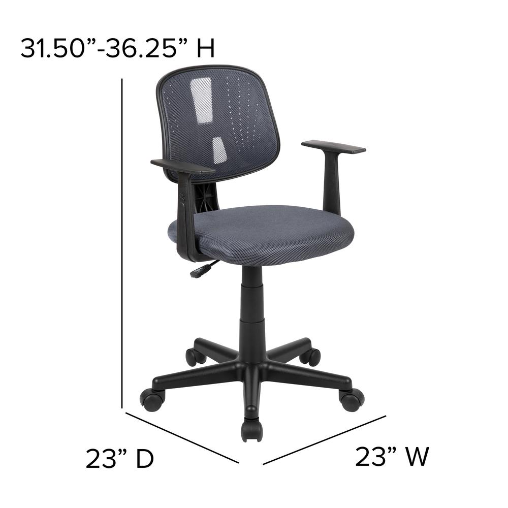 Flash Fundamentals Mid-Back Gray Mesh Swivel Task Office Chair With Pivot Back And Arms, Bifma Certified By Flash Furniture | Office Chairs | Modishstore - 4