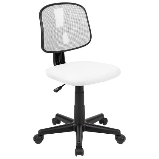 Flash Fundamentals Mid-Back White Mesh Swivel Task Office Chair With Pivot Back, Bifma Certified By Flash Furniture | Office Chairs | Modishstore