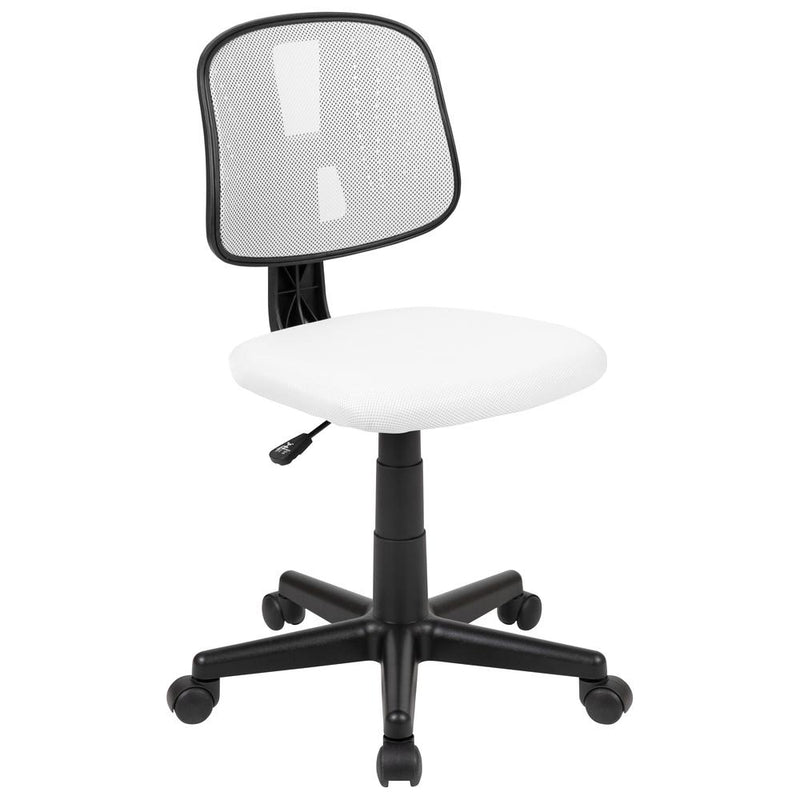 Flash Fundamentals Mid-Back White Mesh Swivel Task Office Chair With Pivot Back, Bifma Certified By Flash Furniture | Office Chairs | Modishstore - 1