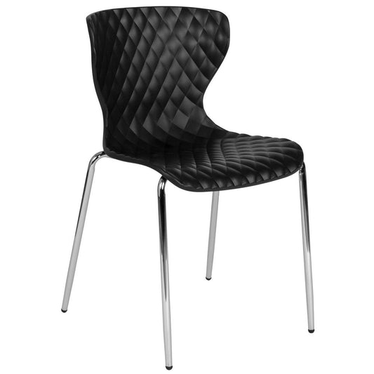 Lowell Contemporary Design Black Plastic Stack Chair By Flash Furniture | Side Chairs | Modishstore - 1