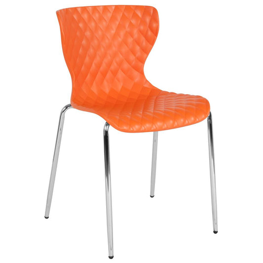Lowell Contemporary Design Orange Plastic Stack Chair By Flash Furniture | Side Chairs | Modishstore