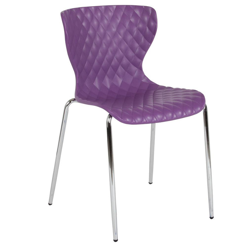 Lowell Contemporary Design Purple Plastic Stack Chair By Flash Furniture | Side Chairs | Modishstore - 1