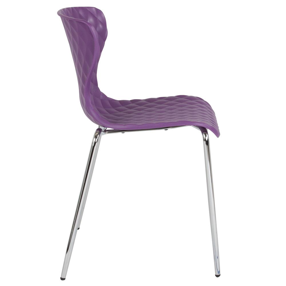 Lowell Contemporary Design Purple Plastic Stack Chair By Flash Furniture | Side Chairs | Modishstore - 2