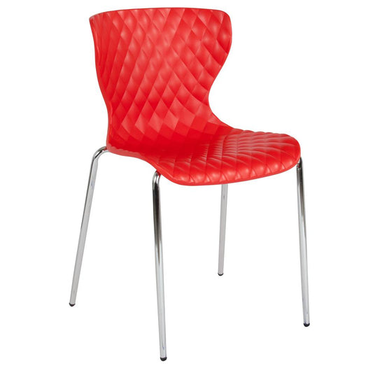 Lowell Contemporary Design Red Plastic Stack Chair By Flash Furniture | Side Chairs | Modishstore