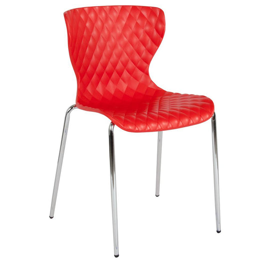Lowell Contemporary Design Red Plastic Stack Chair By Flash Furniture | Side Chairs | Modishstore - 1