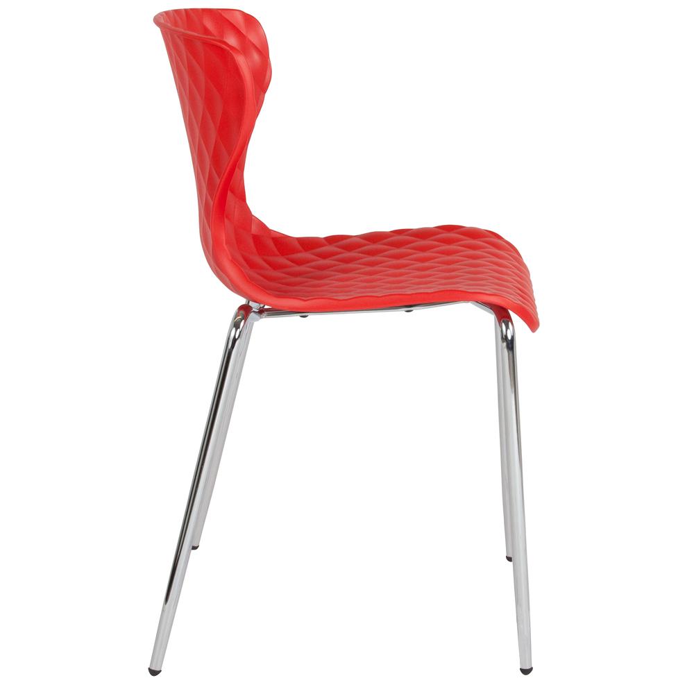 Lowell Contemporary Design Red Plastic Stack Chair By Flash Furniture | Side Chairs | Modishstore - 2