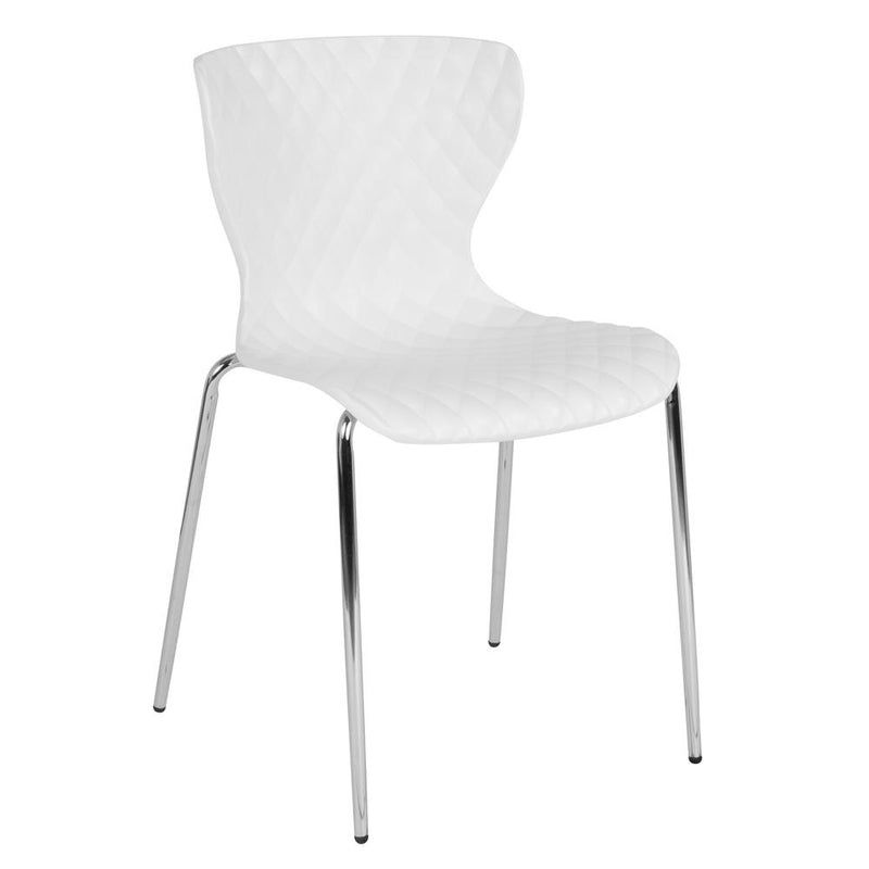 Lowell Contemporary Design White Plastic Stack Chair By Flash Furniture | Side Chairs | Modishstore - 1