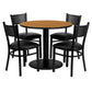 36'' Round Natural Laminate Table Set With 4 Grid Back Metal Chairs - Black Vinyl Seat By Flash Furniture | Dining Sets | Modishstore - 2