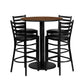 36'' Round Walnut Laminate Table Set With 4 Ladder Back Metal Barstools - Black Vinyl Seat By Flash Furniture | Bar Stools & Table | Modishstore - 2